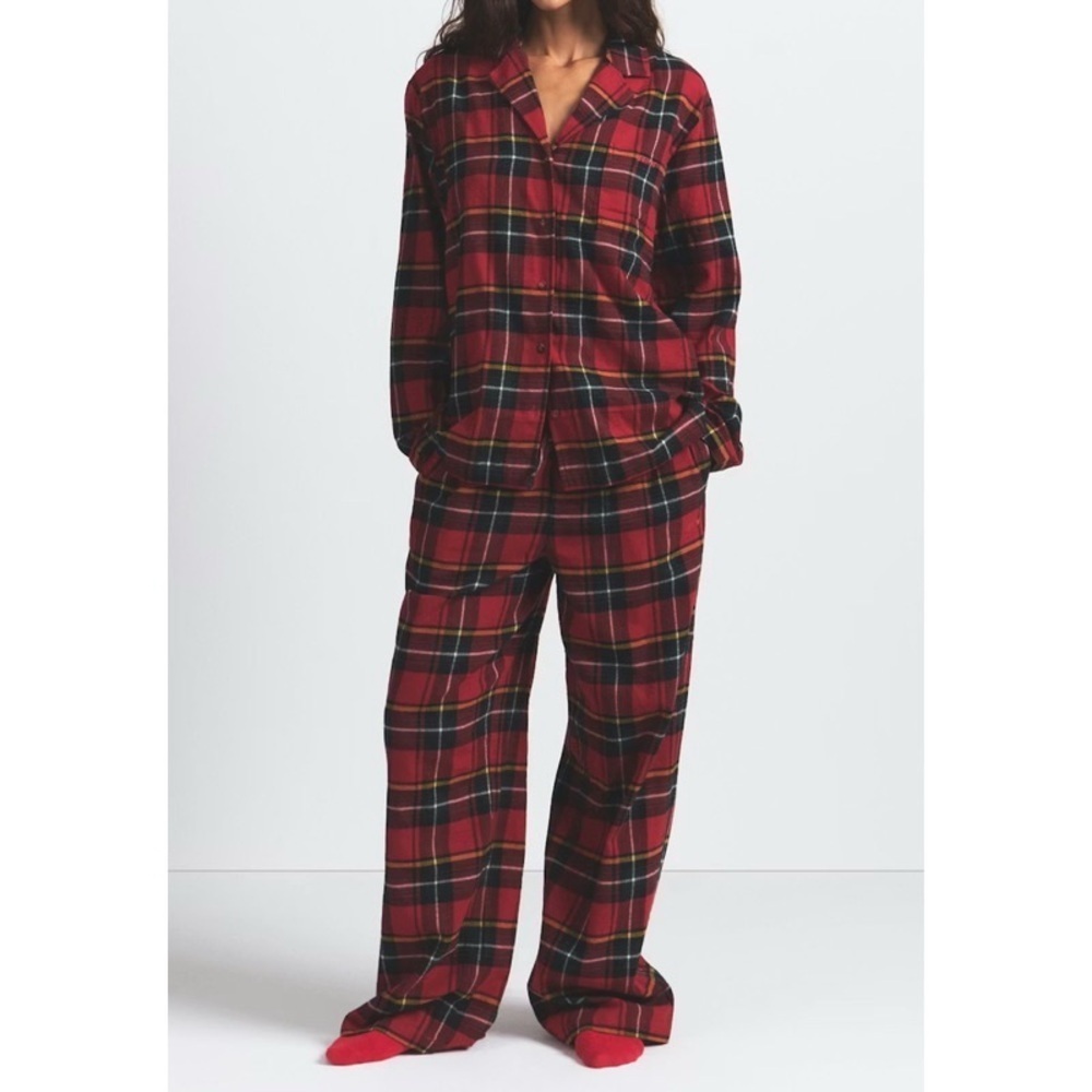 NEW SKIMS Flannel Sleep Long Sleep Set in Holiday Plaid